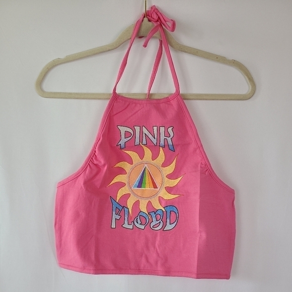 NEW Pink Floyd Halter Top Sz S Tank Pink Stretchy Cotton Forever 21. NWT - Picture 1 of 4